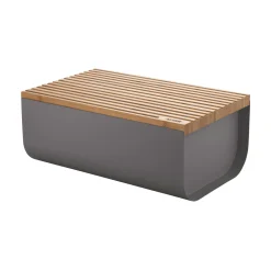 Boite A Pain Mattina Metal Bois Gris / Acier & Bambou - 34 X 21 Cm - Alessi