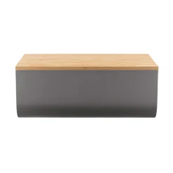 Boite A Pain Mattina Metal Bois Gris / Acier & Bambou - 34 X 21 Cm - Alessi