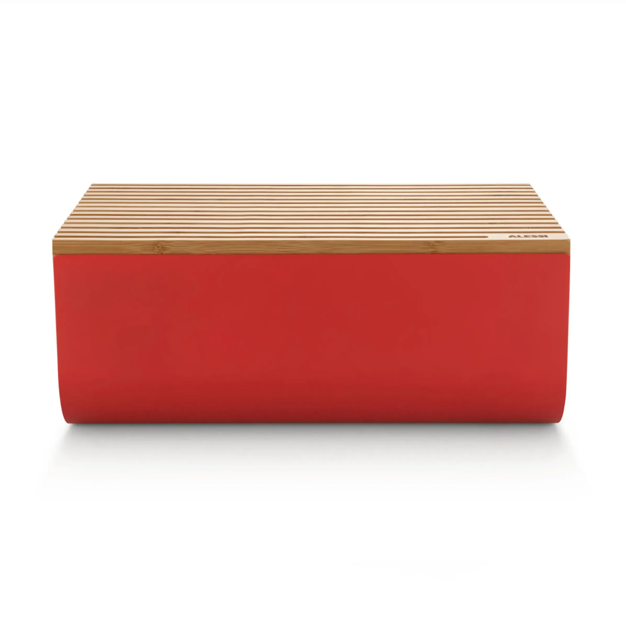 Boite A Pain Mattina Metal Bois Rouge / Acier & Bambou - 34 X 21 Cm - Alessi