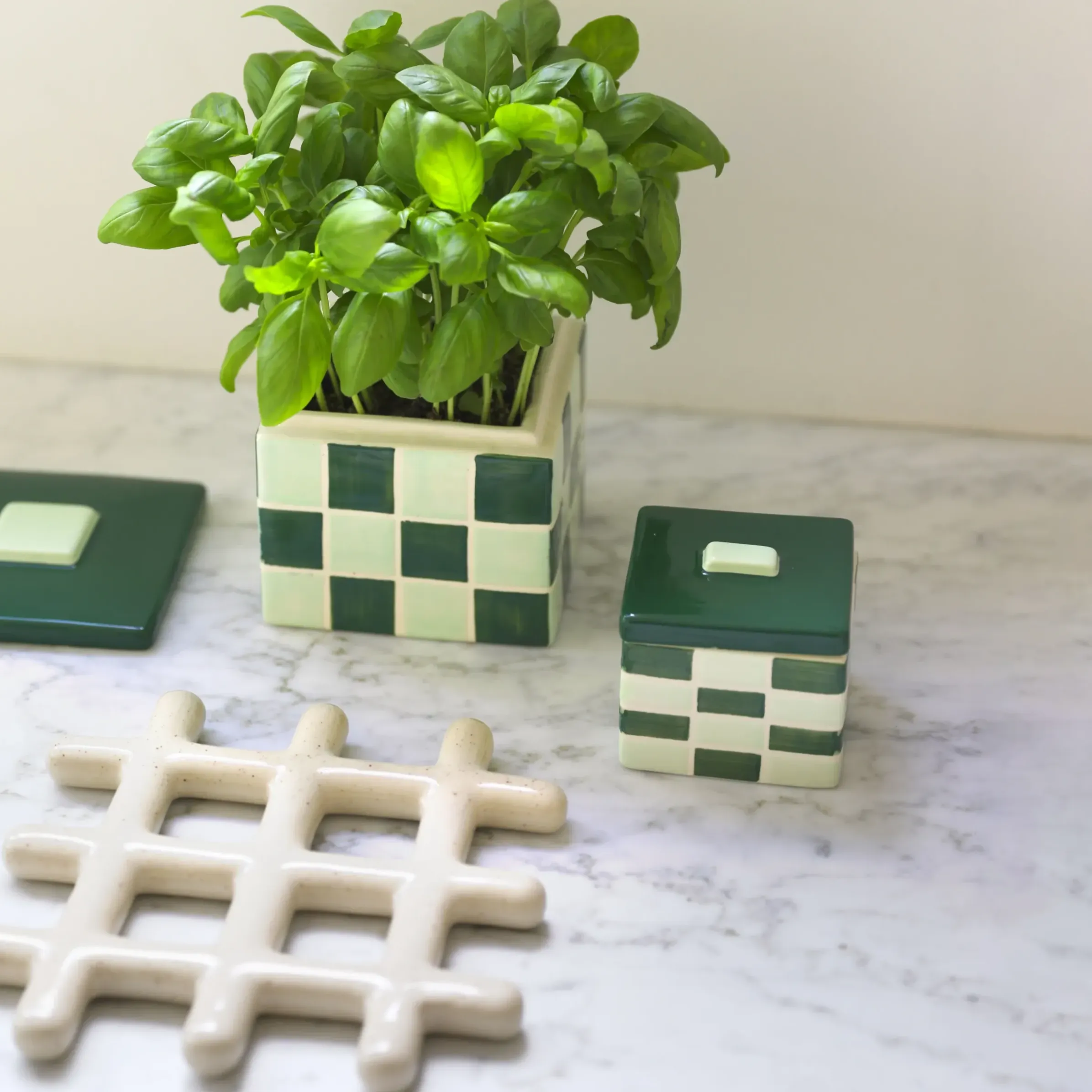 Boite Carre Small Ceramique/ 8 X 8 X H 7 Cm - Gres - & Klevering