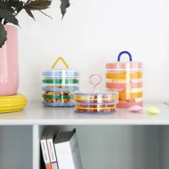 Boite Stripy Verre Multicolore / O 10 X H 13 Cm - & Klevering