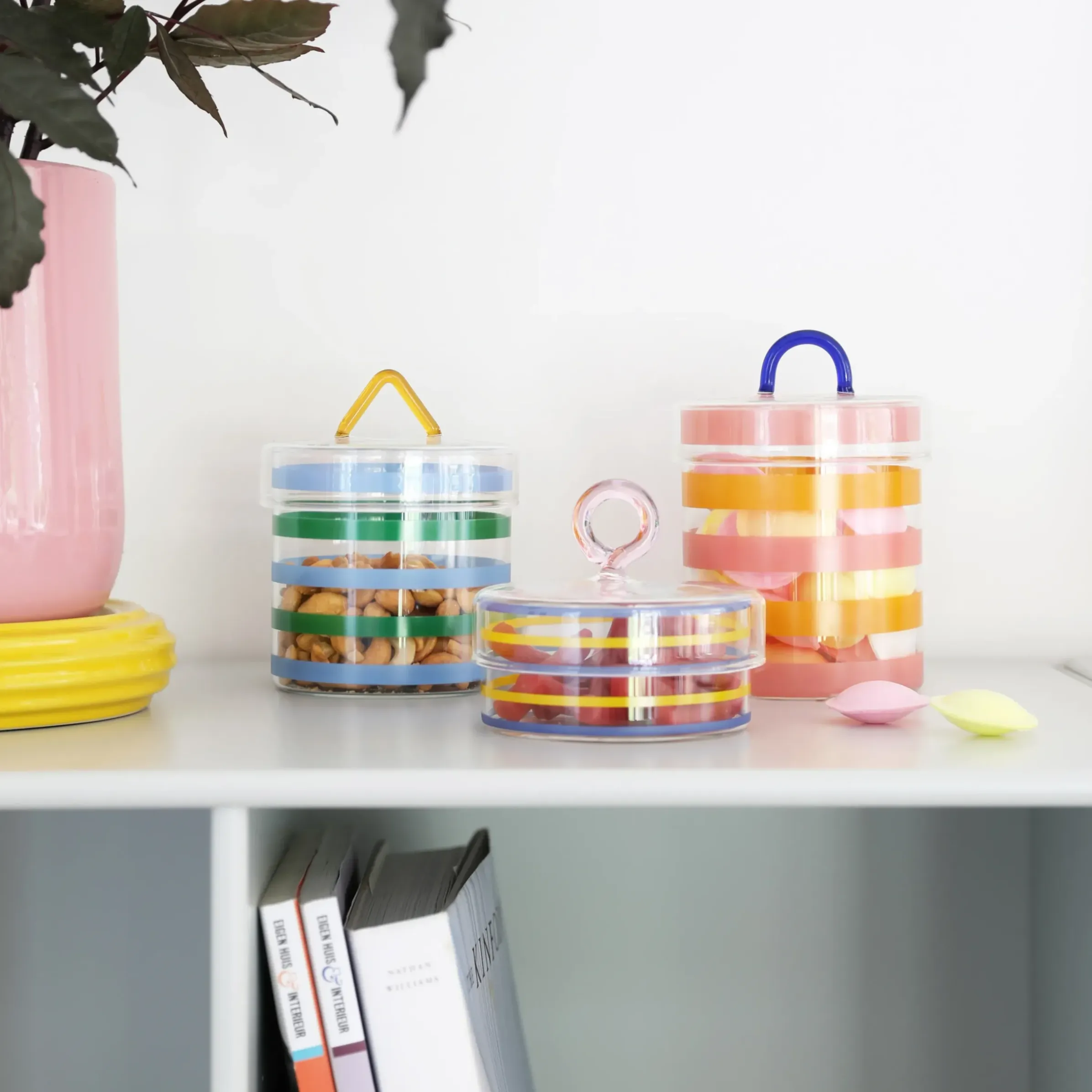 Boite Stripy Verre Multicolore / O 10 X H 10 Cm - & Klevering