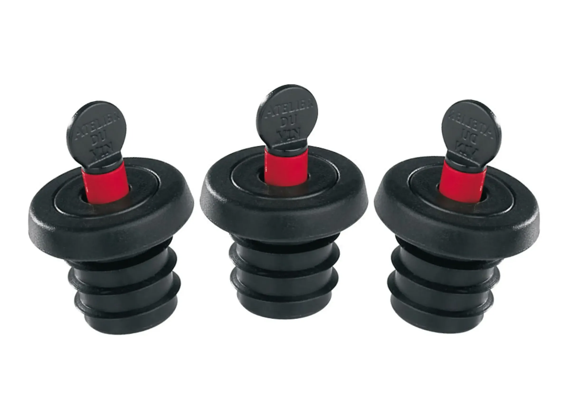 Bouchon On/Off Plastique Rouge Noir Lot De 3 - L'Atelier Du Vin