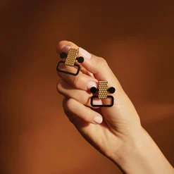 Boucles D'Oreilles Venusia - Edone Noir Or Metal - Alessi