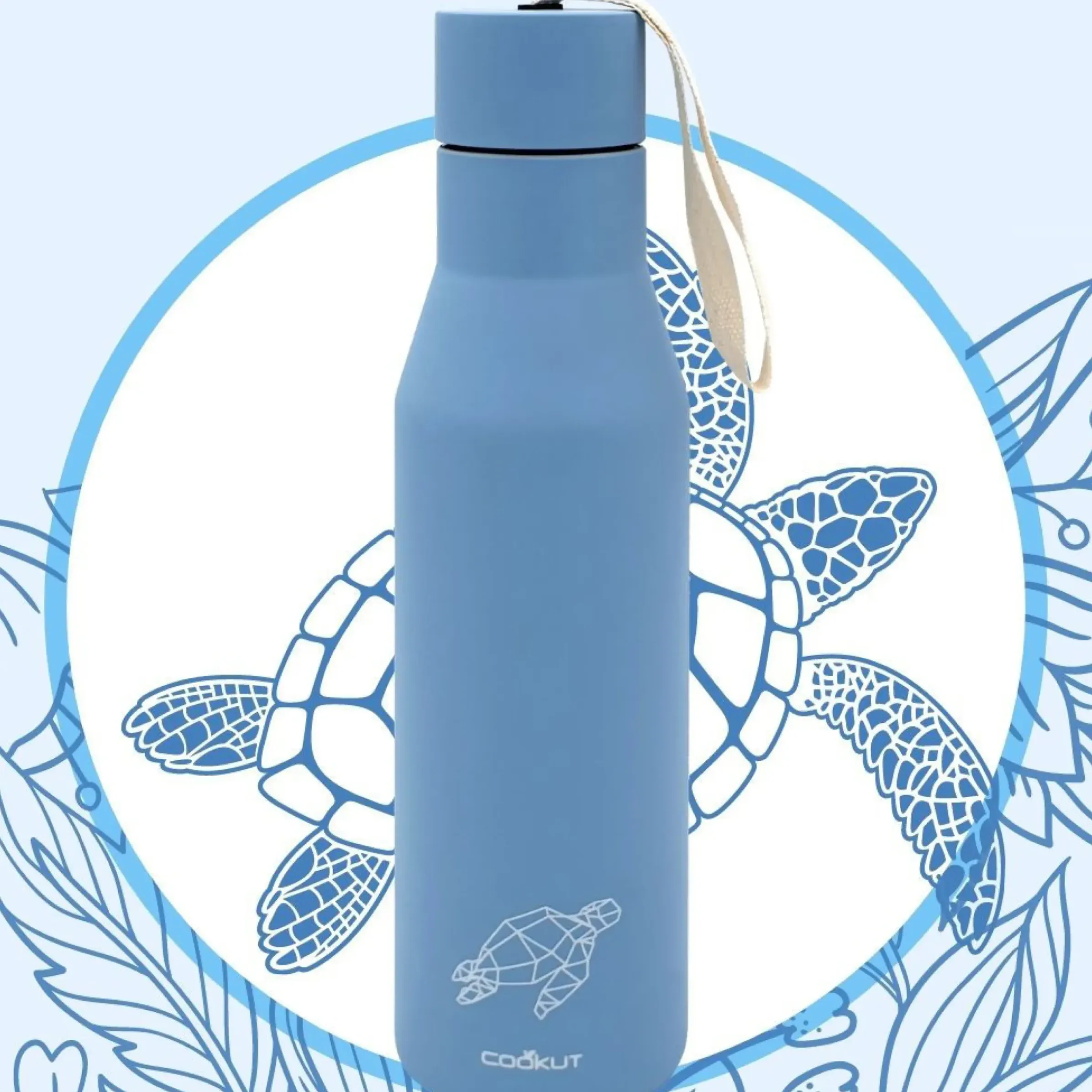 Bouteille Isotherme Tortue Luth Metal Bleu / 0,5 L - Protection Des Especes Menacees - Cookut