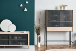 Buffet Gabin Metal Gris Bois Naturel / Meuble Tv - L 122 Cm - Harto