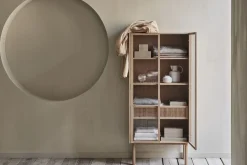 Buffet Haut Cana High Fibre Vegetale Bois Naturel / L 82 X H 172 Cm - Cannage Rotin - Bolia