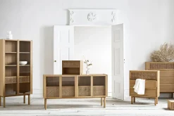 Buffet Haut Cana High Fibre Vegetale Bois Naturel / L 82 X H 172 Cm - Cannage Rotin - Bolia
