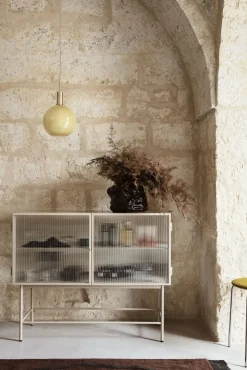 Buffet Haze Metal Verre Beige / L 110 X H 90 Cm / 2 Portes Verre Cannele - Ferm Living