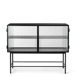 Buffet Haze Metal Verre Noir / L 110 X H 90 Cm / 2 Portes Verre Cannele - Ferm Living