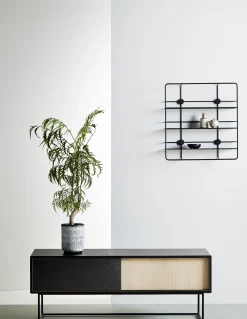 Buffet Virka Low Noir Bois Naturel / Meuble Tv - L 120 X H 47 Cm - Woud