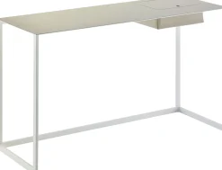 Bureau Calamo Cuir Blanc Gris / Console - Cuir Sellier - L 130 Cm - Zanotta