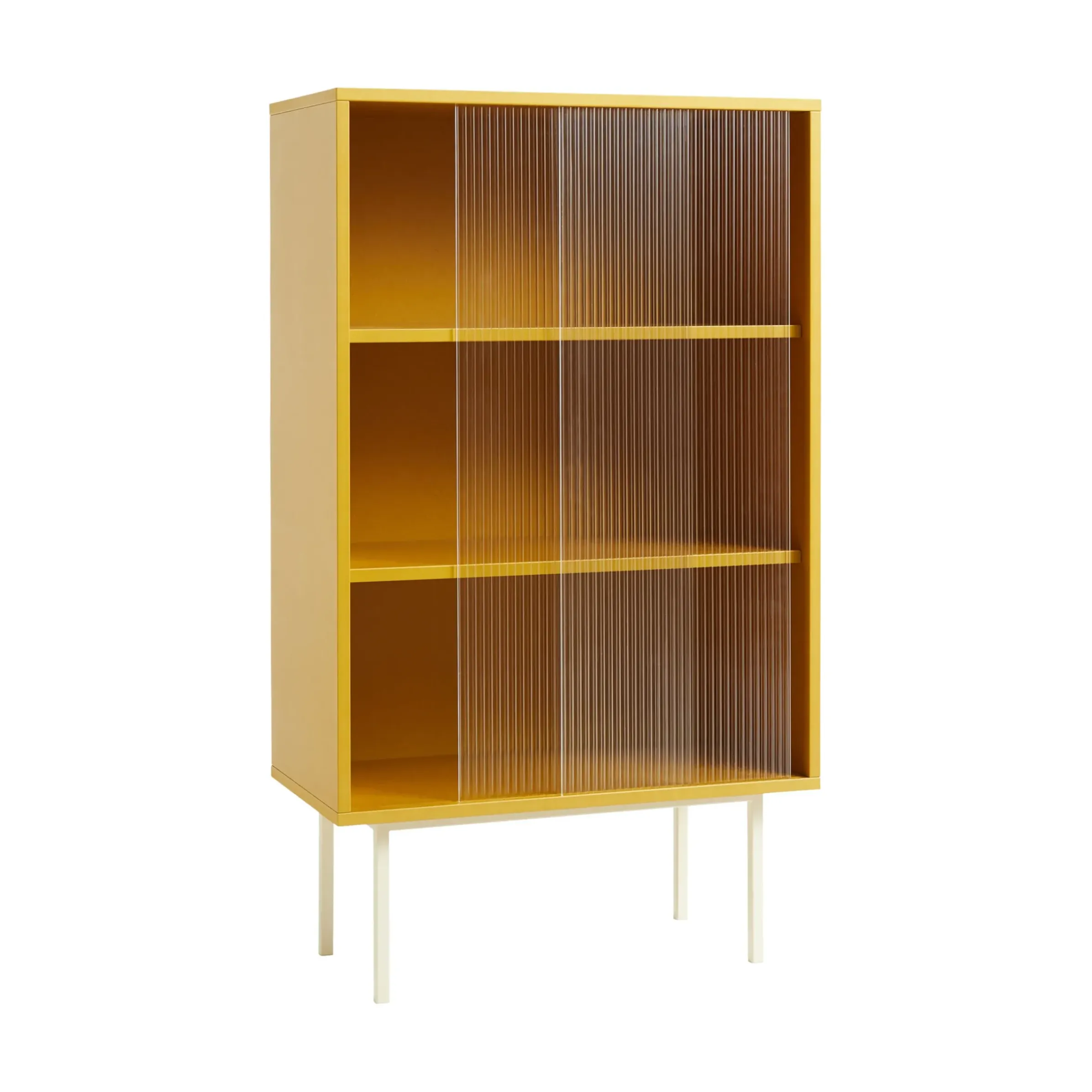 Cabinet Colour Cabinet Tall Bois/ L 75 X H 130 Cm - Portes Verre Strie - Hay