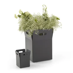 Cache-Pot Giardinetto Medium Metal Gris Noir / 43 X 43 X H 55 Cm - Acier - Cinna