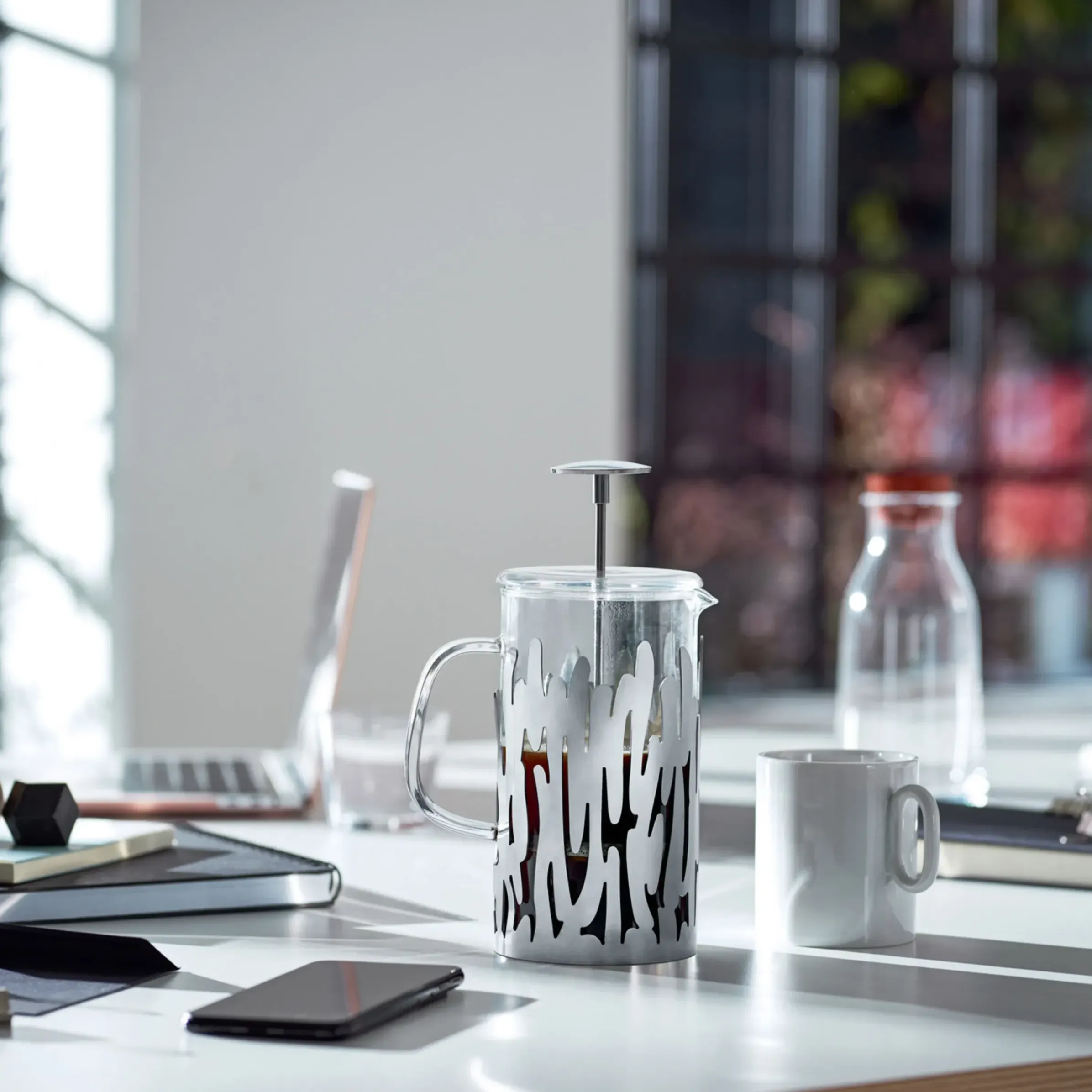 Cafetiere A Piston Barkoffee Verre Metal / 8 Tasses - Pour Cafe, The, Tisane - Alessi