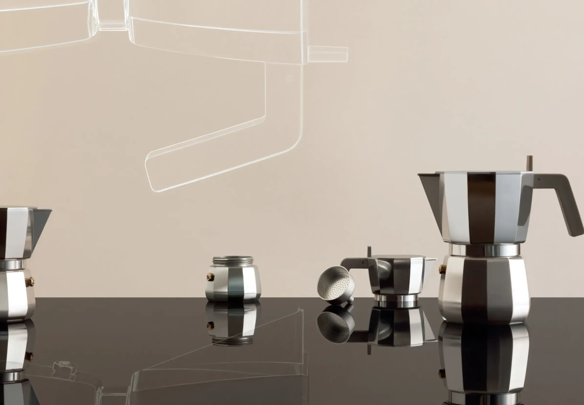 Cafetiere Italienne Moka Gris Argent Metal /3 Tasses - Alessi
