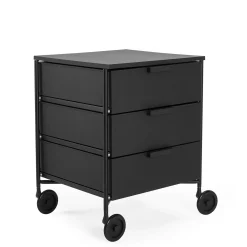 Caisson A Roulettes Mobil Plastique Noir / 3 Tiroirs - Version Mate - Kartell