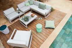 Canape D'Angle De Jardin Bellevie Metal Tissu Blanc / N° 2 A - 229 X 235 Cm - Tissu Blanc Grise - Fermob