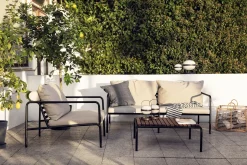 Canape De Jardin 2 Places Avon Metal Tissu Beige / L 159 Cm - Houe