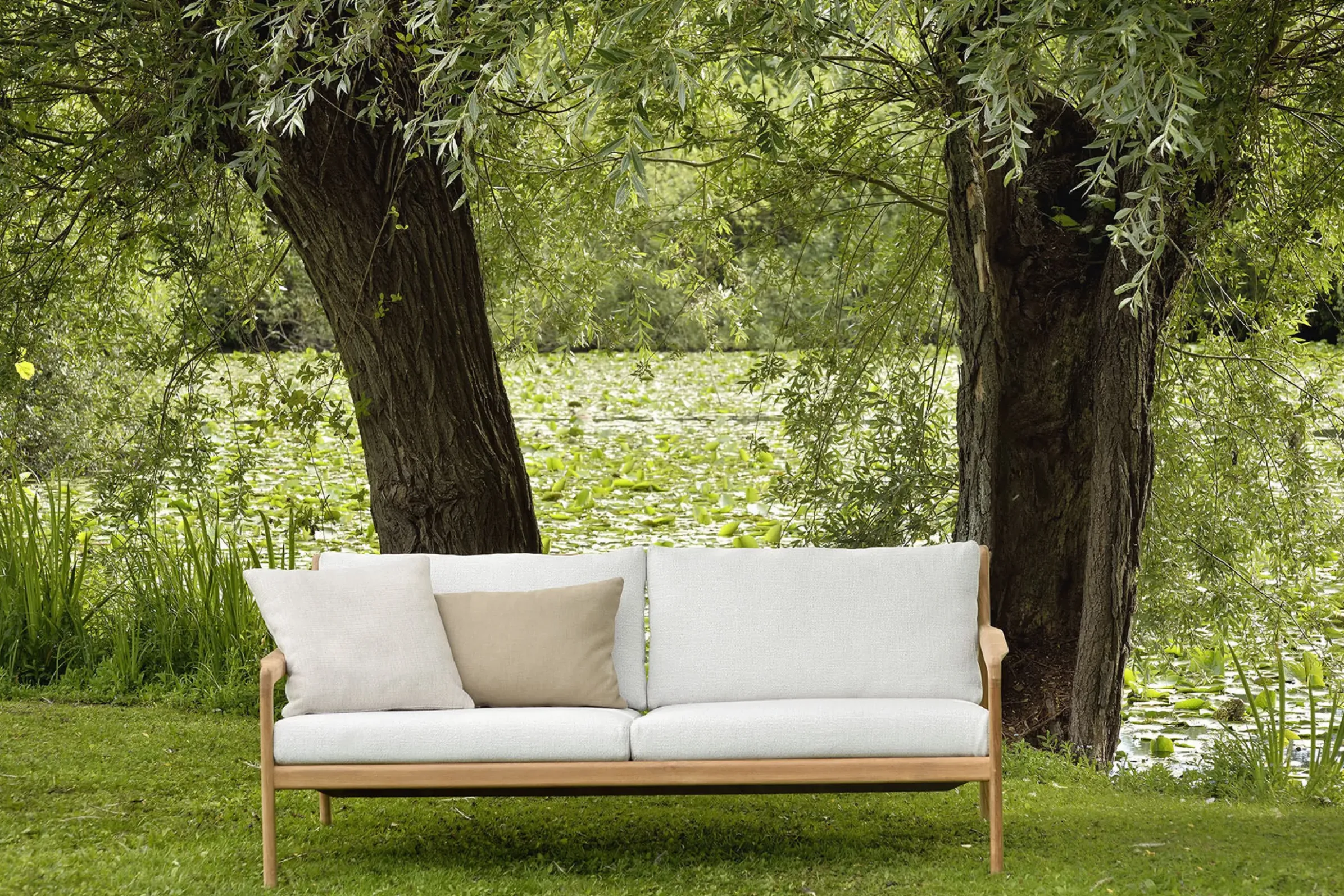 Canape De Jardin 3 Places Jack Outdoor Tissu Bois Blanc / L 180 Cm - Teck - Ethnicraft
