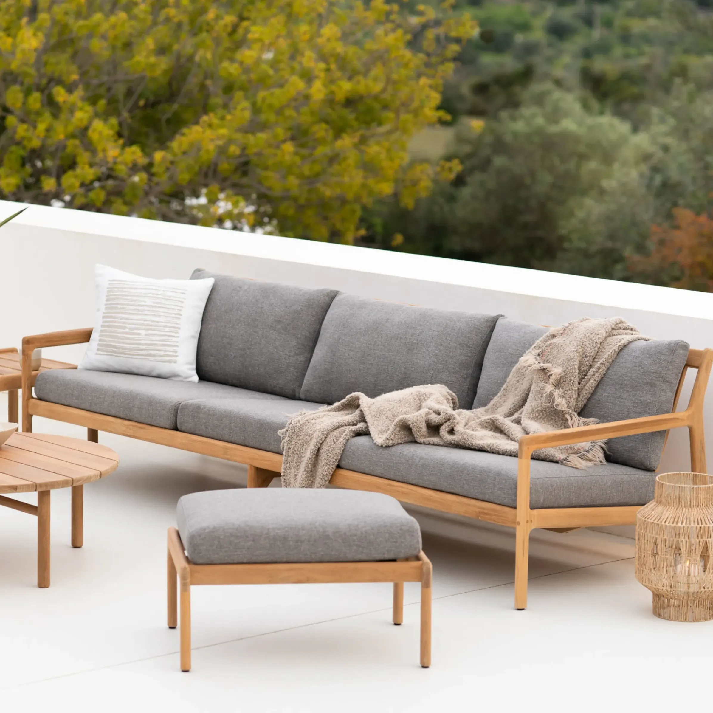 Canape De Jardin 4 Places Jack Outdoor Tissu Bois Gris / L 265 Cm - Teck - Ethnicraft