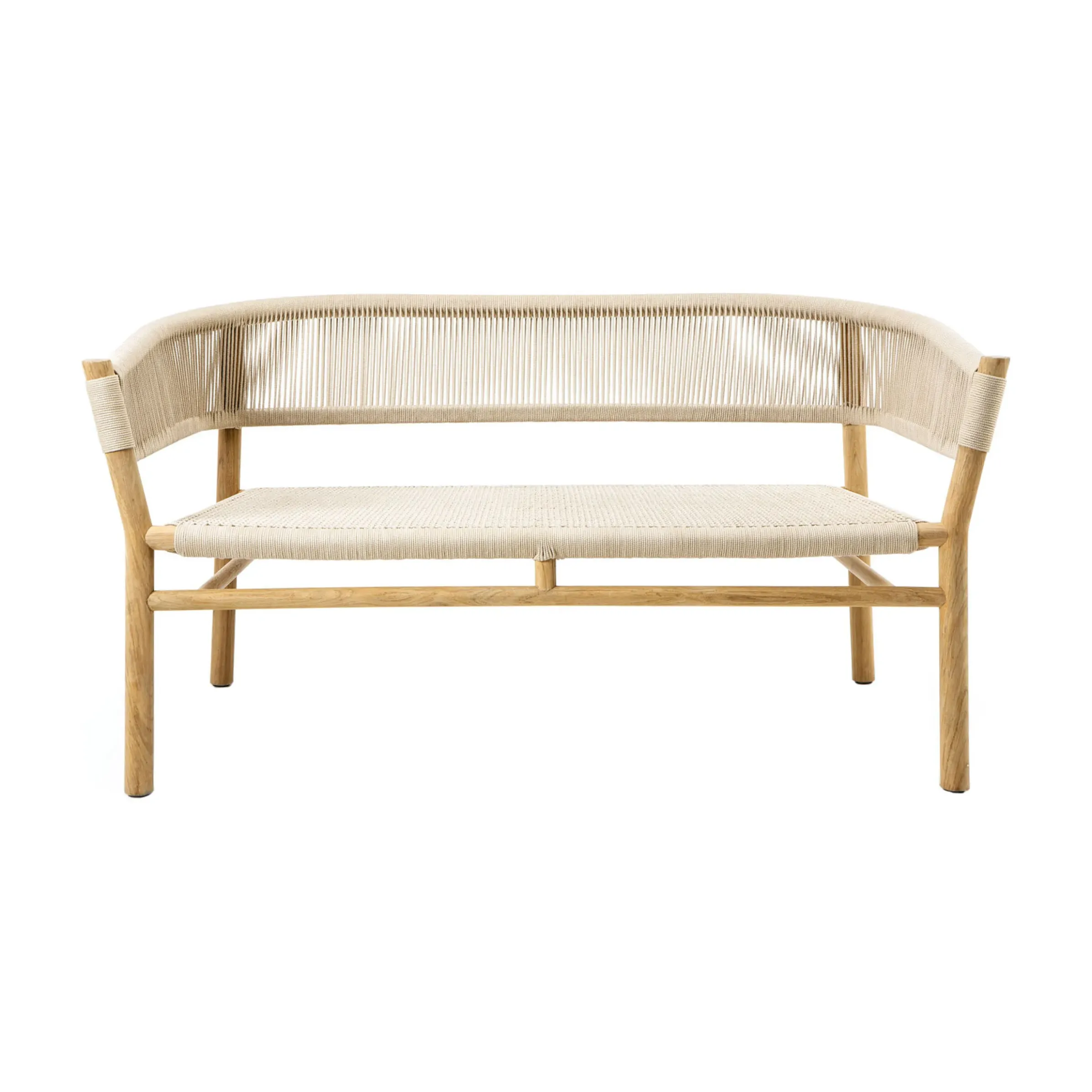Canape De Jardin 2 Places Kilt Tissu Beige Bois Naturel / L 130 Cm - Teck & Corde Synthetique - Ethimo