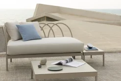 Canape De Jardin 2 Places Les Arcs Metal Gris / L 153 Cm - Angle Droit / Aluminium - Coussin Inclus - Unopiu