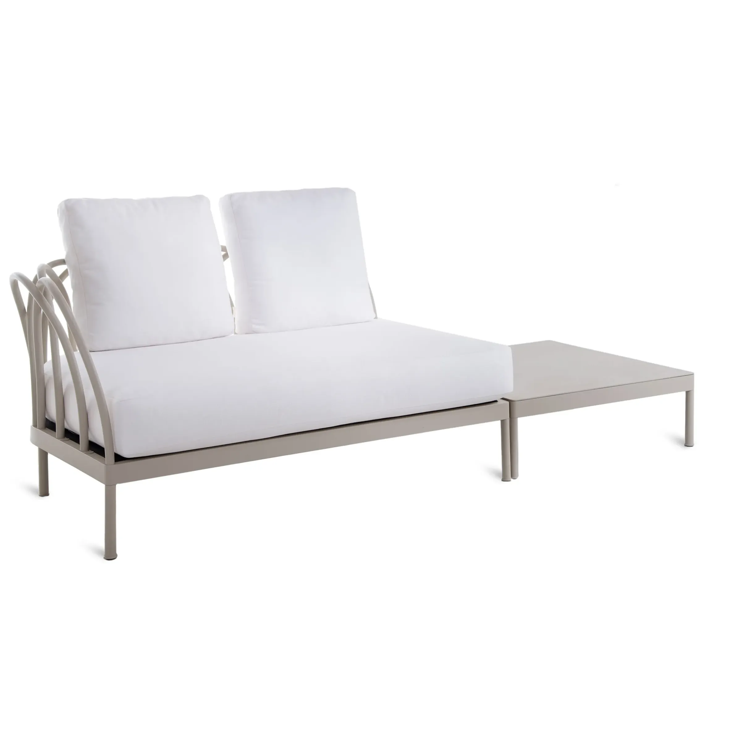 Canape De Jardin 2 Places Les Arcs Metal Gris / L 153 Cm - Angle Droit / Aluminium - Coussin Inclus - Unopiu