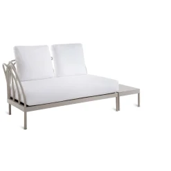 Canape De Jardin 2 Places Les Arcs Metal Gris / L 153 Cm - Angle Droit / Aluminium - Coussin Inclus - Unopiu