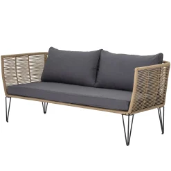 Canape De Jardin 3 Places Mundo Tissu Gris Beige / L 175 Cm - Fils Pvc - Bloomingville