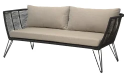 Canape De Jardin 3 Places Mundo Tissu Noir Beige / L 175 Cm - Fils Pvc - Bloomingville