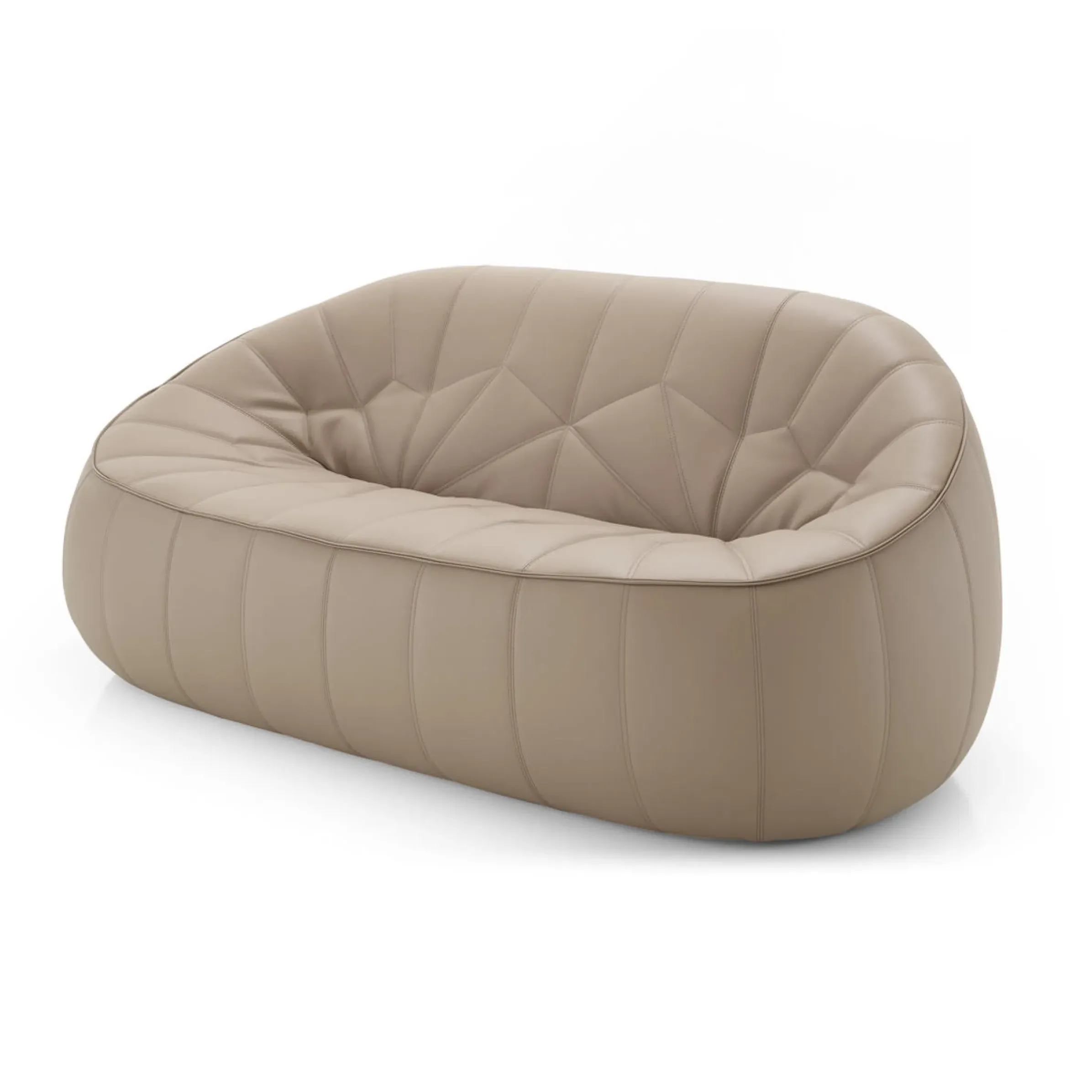 Canape De Jardin 2 Places Ottoman Similicuir Beige / L 165 Cm - Cinna