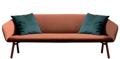 Canape De Jardin 3 Places Tuile Metal Tissu Orange Marron /L 220 Cm - Kristalia