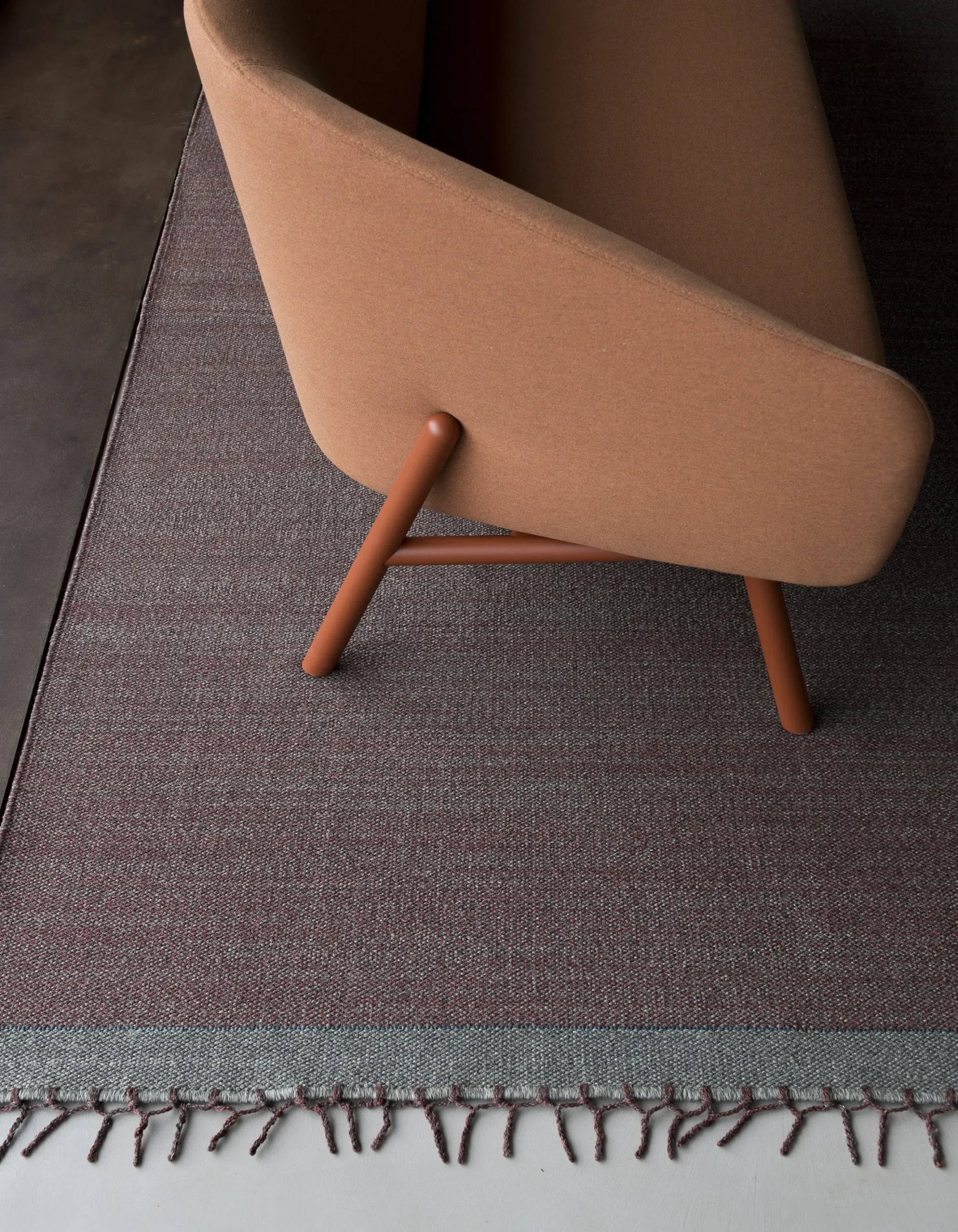 Canape De Jardin 3 Places Tuile Metal Tissu Orange Marron /L 220 Cm - Kristalia