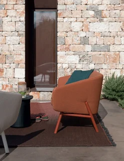 Canape De Jardin 3 Places Tuile Metal Tissu Orange Marron /L 220 Cm - Kristalia