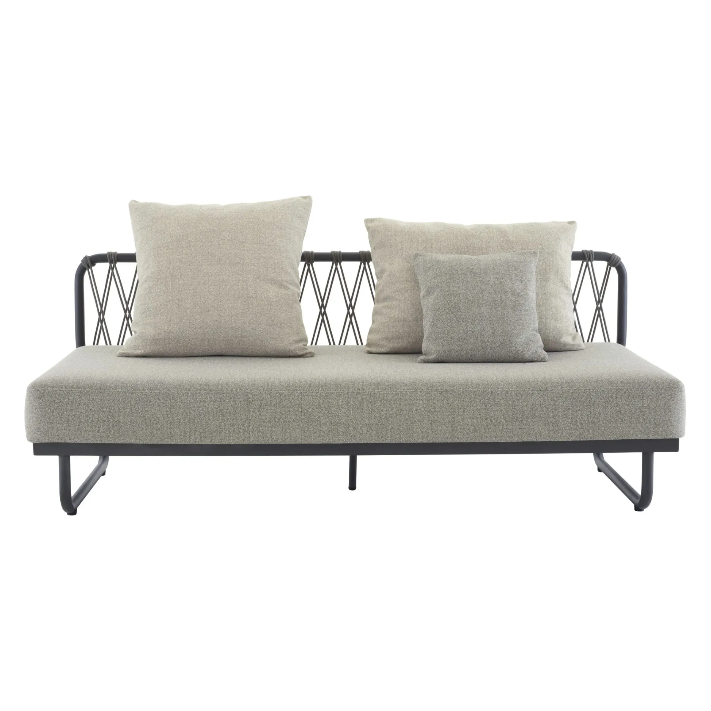 Canape De Jardin 2 Places Valmer Tissu Gris / L 201 Cm - Corde Polypropylene & Aluminium - Cinna