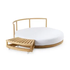 Canape De Jardin Rond Pevero Bois Naturel / Ilot - O 160 Cm / - Sans Coussin - Unopiu