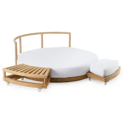 Canape De Jardin Rond Pevero Bois Naturel / Ilot - O 160 Cm / - Sans Coussin - Unopiu