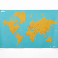 Carte Du Monde A Personnaliser Crumpled World By Cities Papier Multicolore / Noms De Villes - Feutre Effacable Inclus - 87 X 58 Cm - Palomar