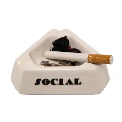 Centre De Table Social Smoker Ceramique/ Coupe Avec Cigarette En Ceramique - 36 X 36 X H 10 Cm - Seletti