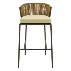 Chaise De Bar Lapel Plastique Beige / Rotin Synthetique - Coussin D'Assise - Cinna