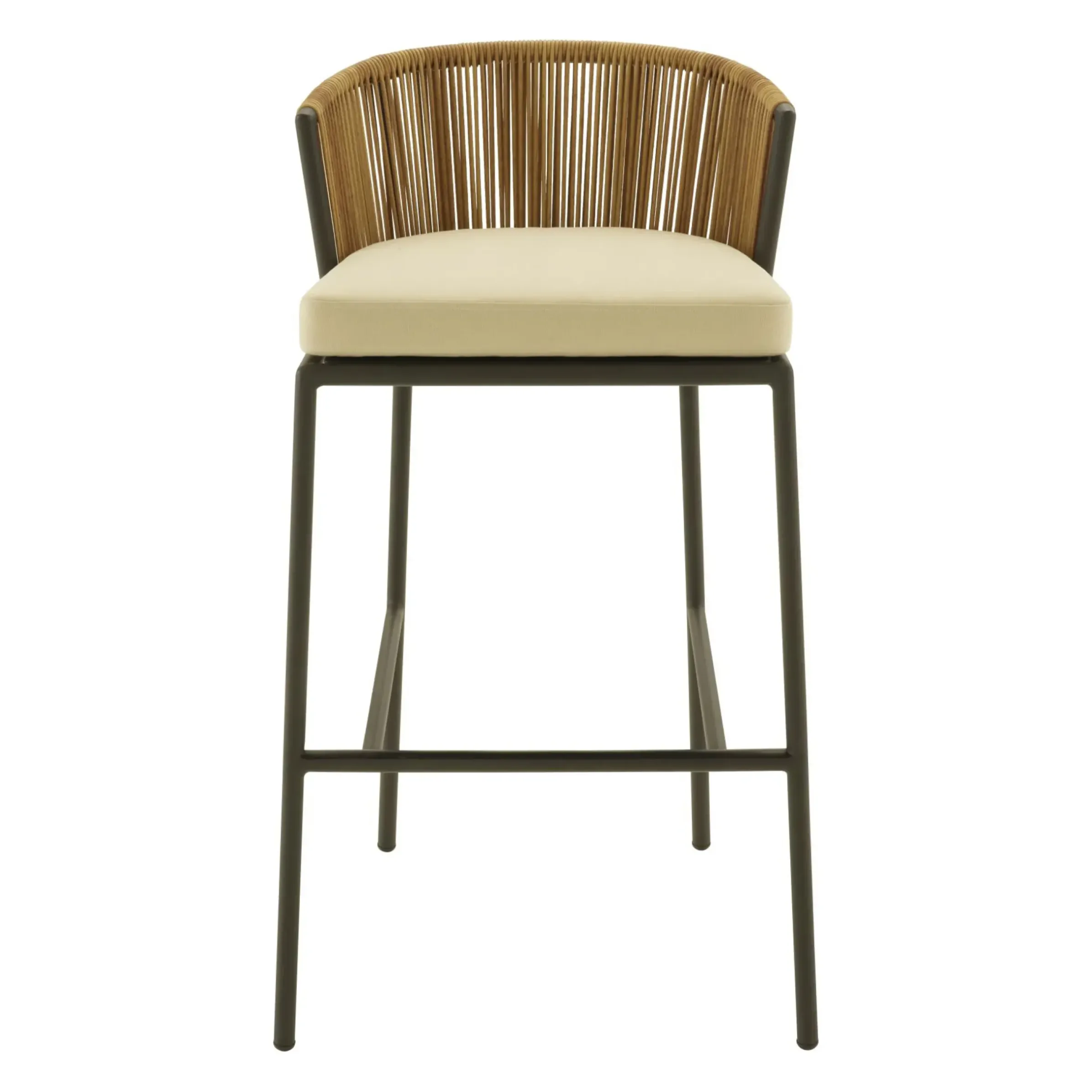 Chaise De Bar Lapel Plastique Beige / Rotin Synthetique - Coussin D'Assise - Cinna