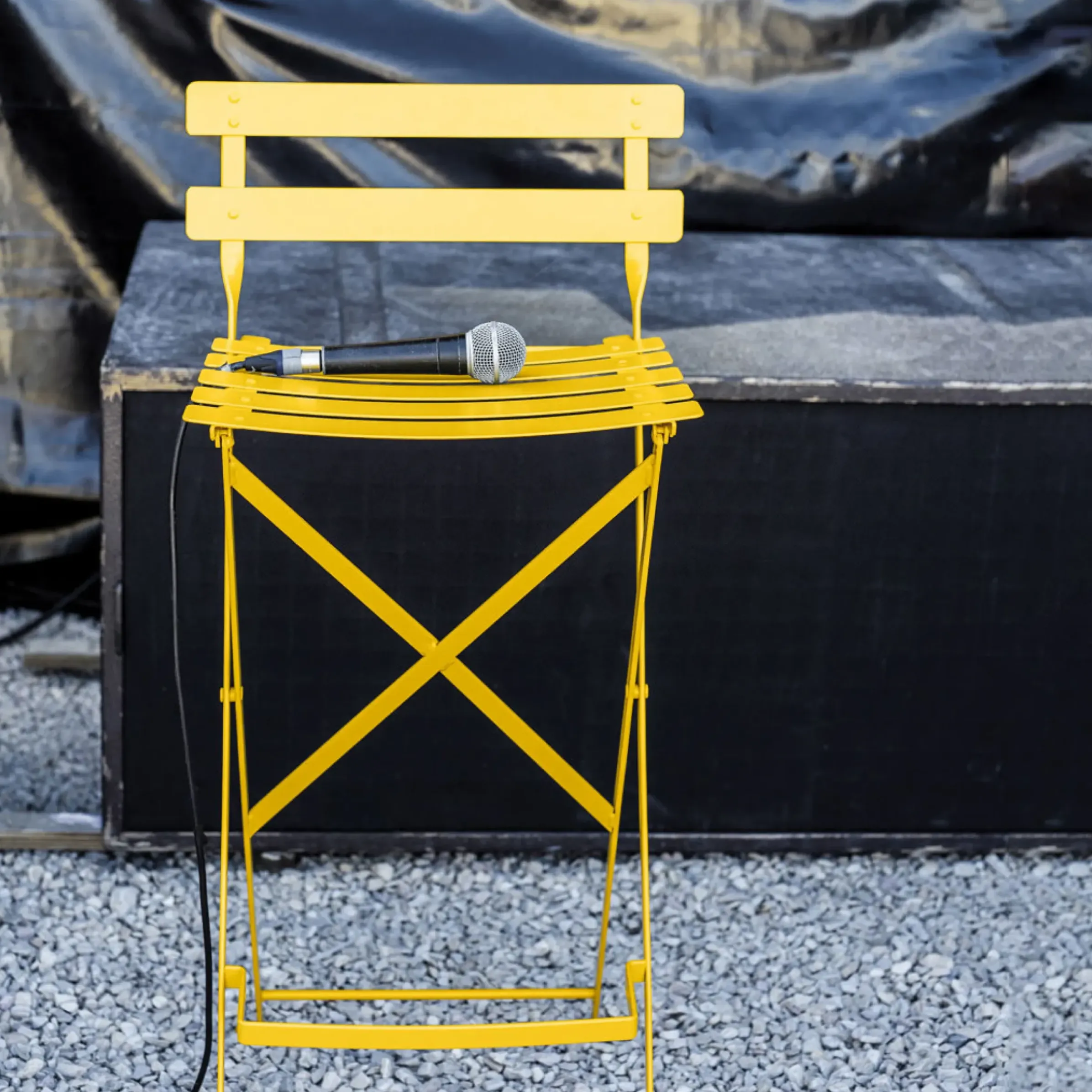 Chaise De Bar Pliante Bistro Metal Jaune / H 74 Cm - Fermob
