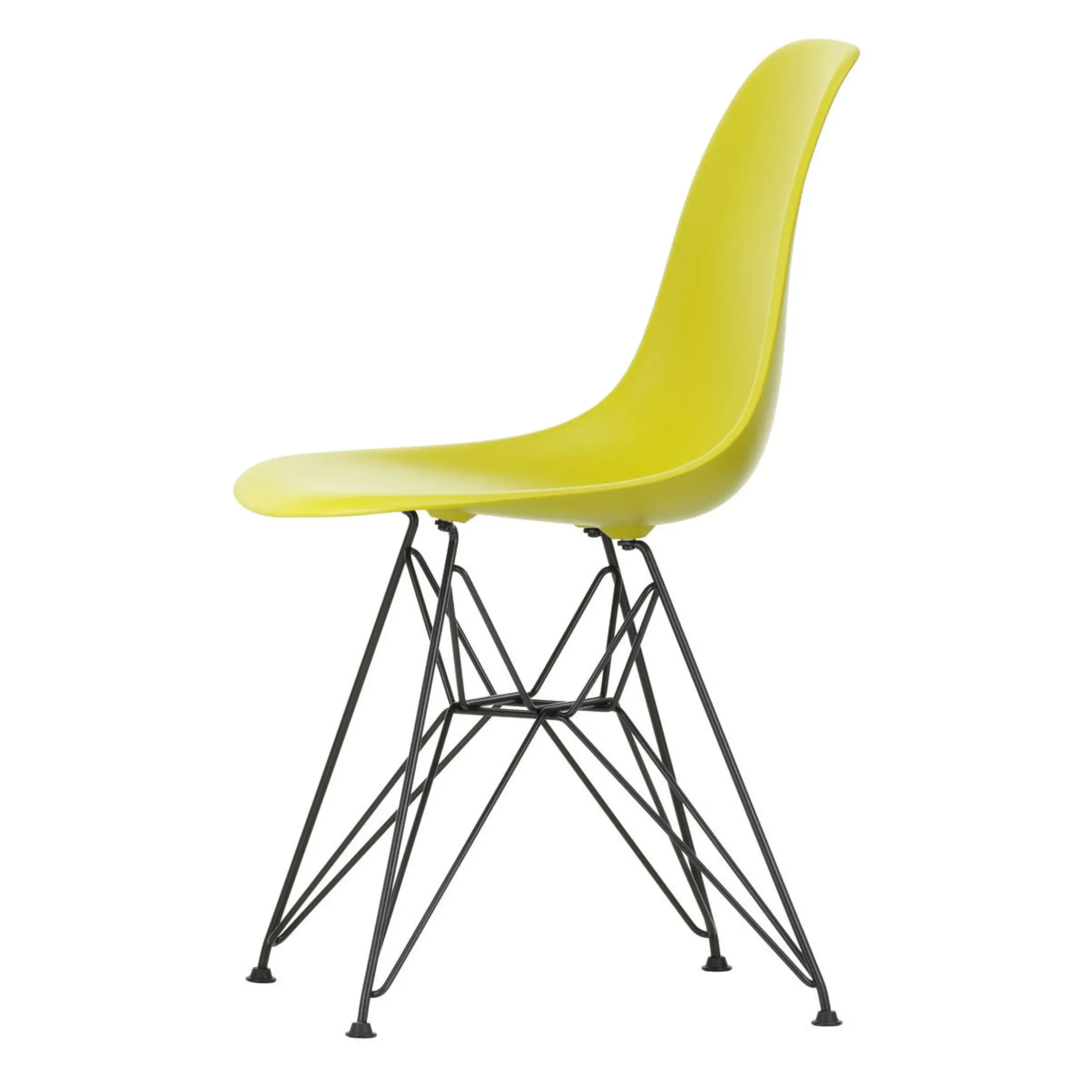 Chaise Dsr - Eames Plastic Side Chair Plastique Jaune / (1950) - Pieds Noirs - Vitra