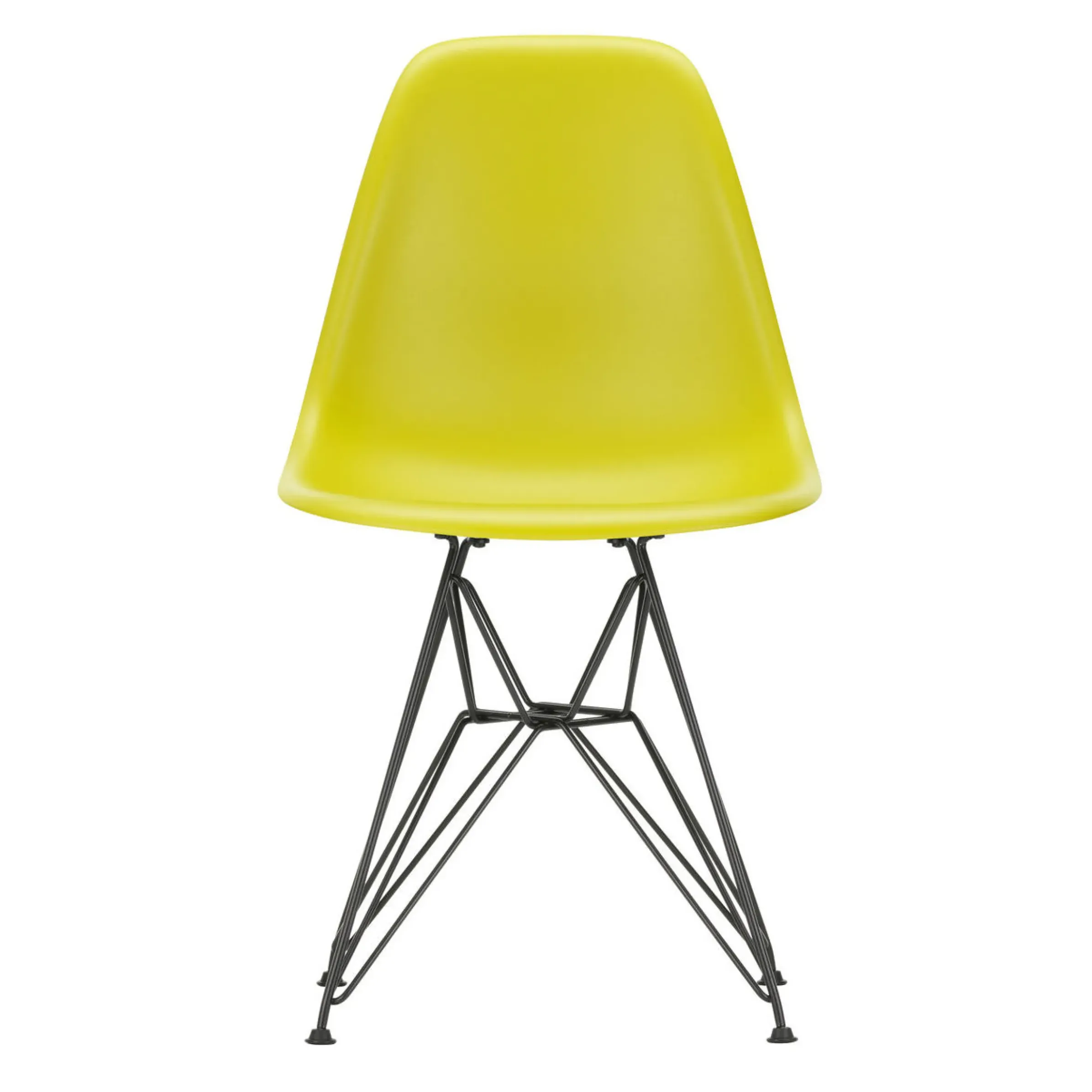 Chaise Dsr - Eames Plastic Side Chair Plastique Jaune / (1950) - Pieds Noirs - Vitra