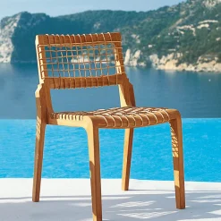 Chaise Empilable Synthesis Beige Bois Naturel / Avec Coussin - Unopiu