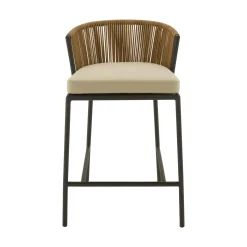 Chaise Haute Lapel Plastique Beige / Rotin Synthetique - Coussin D'Assise - Cinna