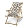 Chaise Longue Pliable Inclinable Rio Bois Multicolore Bois & Tissu Blanc Fleuri / Avec Accoudoirs - Podevache