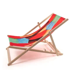 Chaise Longue Pliable Inclinable Toiletpaper Bois Multicolore Bois & Toile Multicolore/ - Seletti