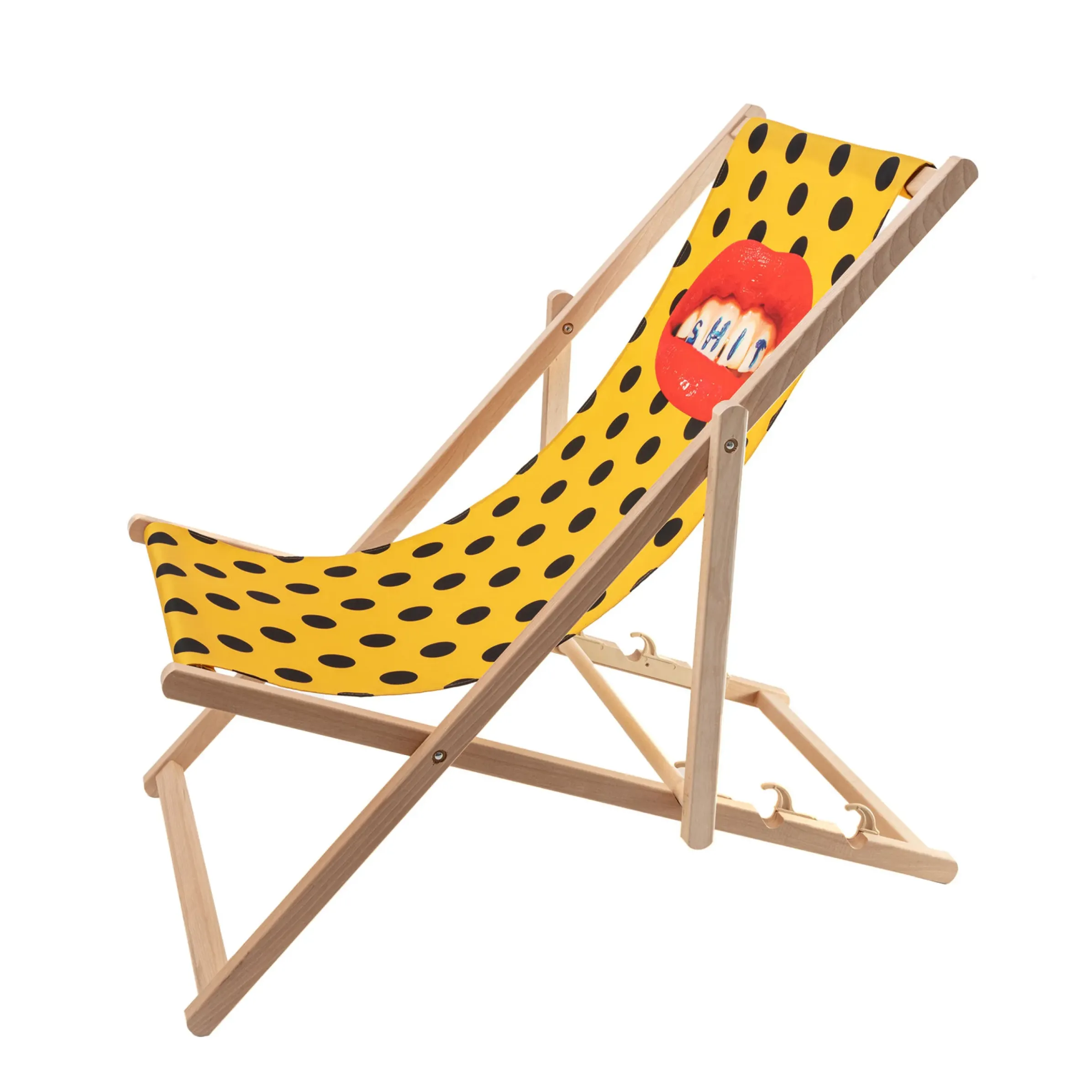 Chaise Longue Pliable Inclinable Toiletpaper Bois Multicolore Bois & Toile Multicolore / - Seletti